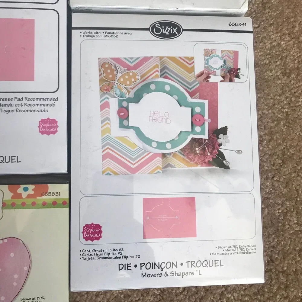 Lot 7 Sizzix Craft Kits supplies die embellish cards